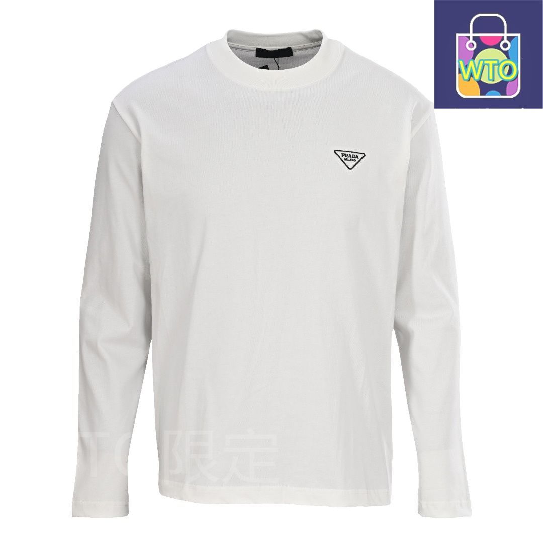 今日特価】Prada プラダ 三角ロゴ小刺繍長袖Tシャツシリーズ 長絨棉
