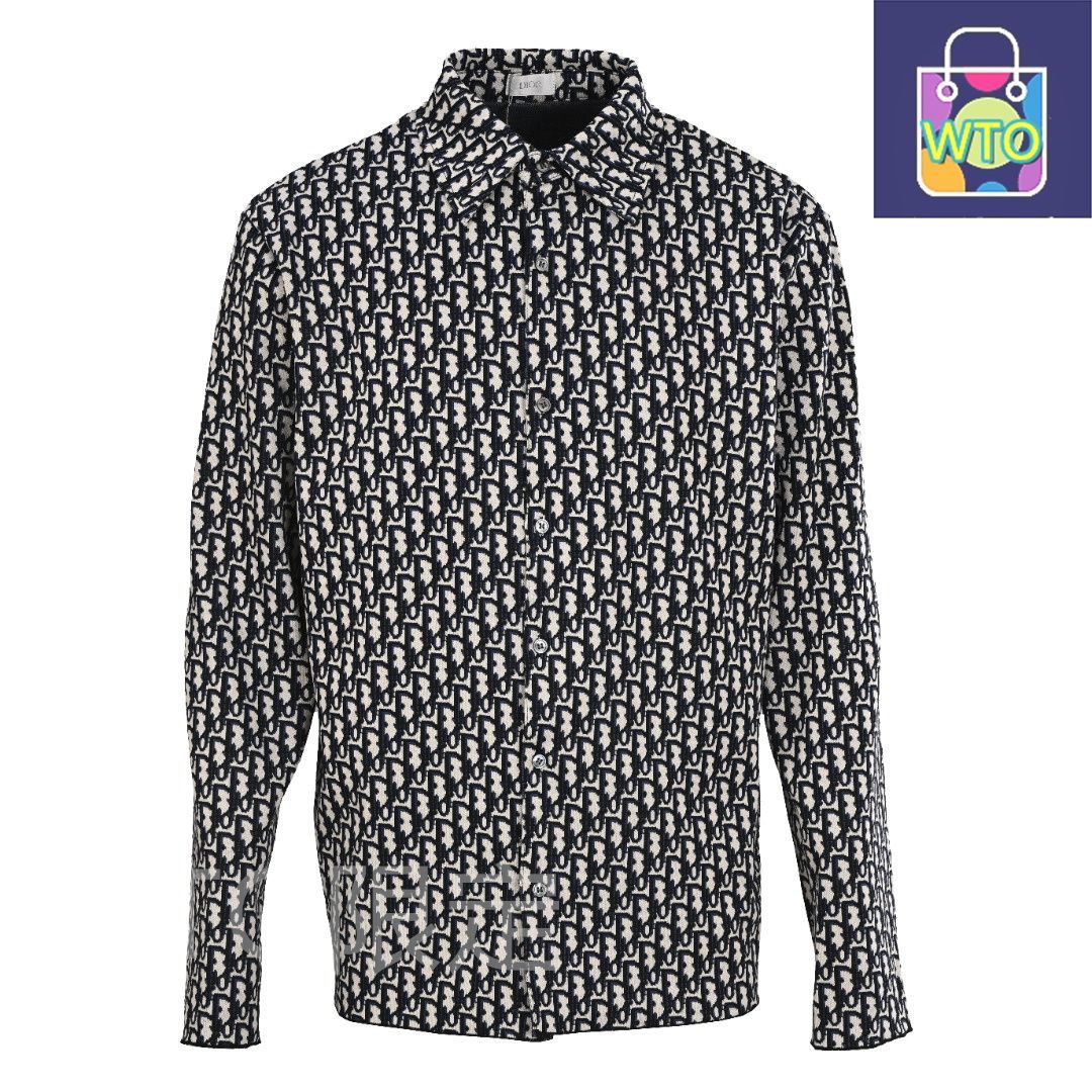 DIOR プリント柄 長袖シャツ　美品！！ 今日特価】Dior ディオール レザープリント満載提花長袖シャツシリーズ