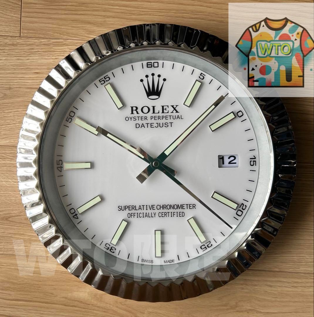 希少　海外販促品 新品 ROLEX デイトジャスト大型掛け時計　シルバー 海外販促用 ROLEX ロレックス デイトジャスト大型掛け時計 シルバー