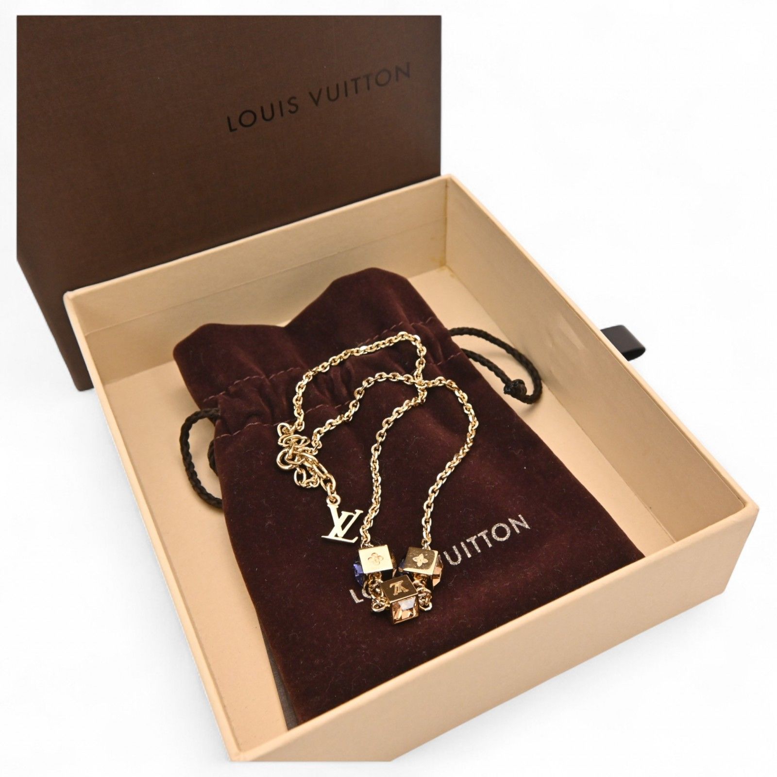 ルイヴィトン コリエ ギャンブル ネックレス キューブ Aランク
