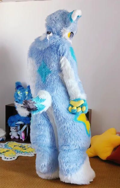 ☆着ぐるみ ケモノ体 フルスーツ セット NO.62 青 ブルー 犬 全頭