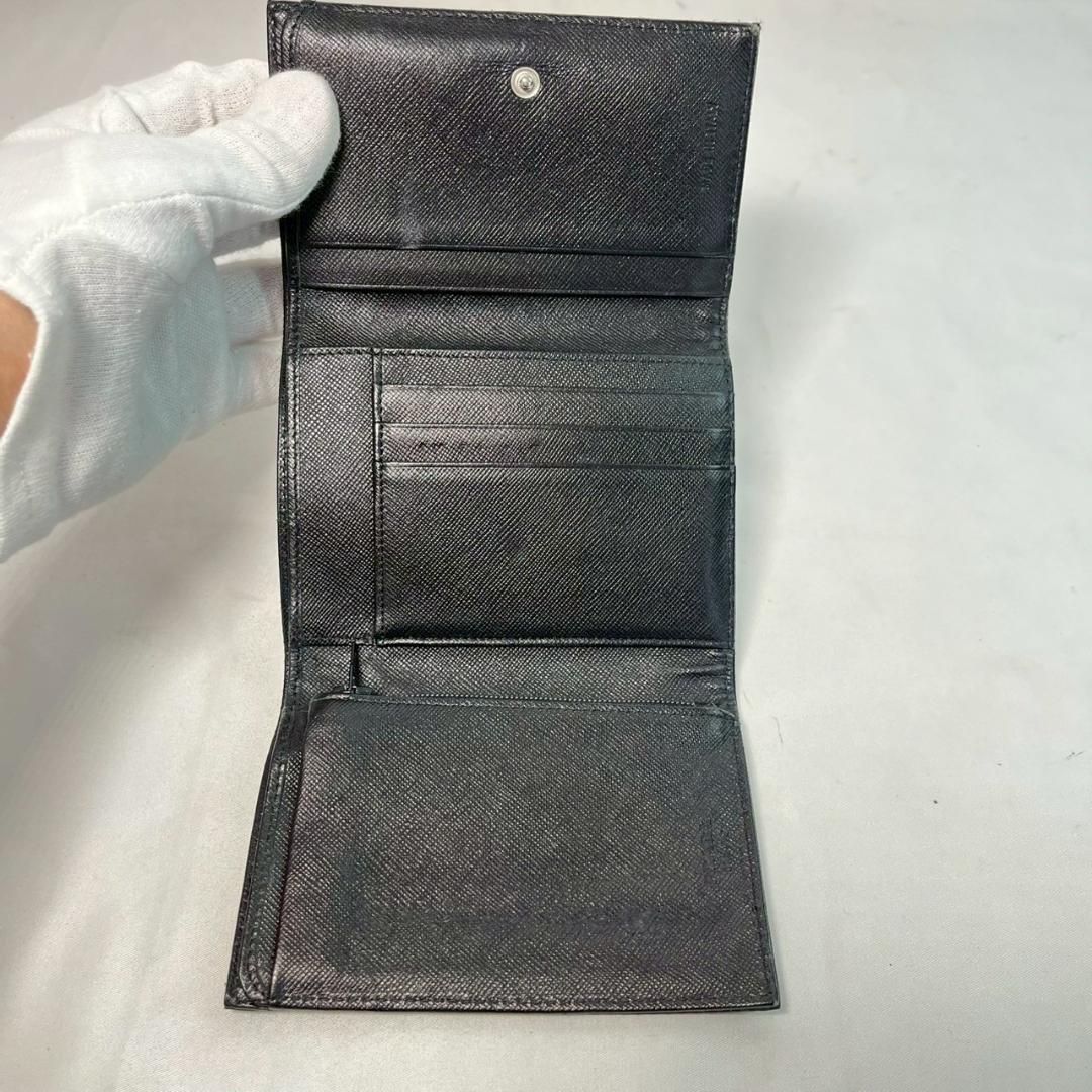 【希少✨牛革/美品】プラダ　折り財布　三角ロゴ　正規品　ブラック　コンパクト　稀 pra1mh044011-1.jpg