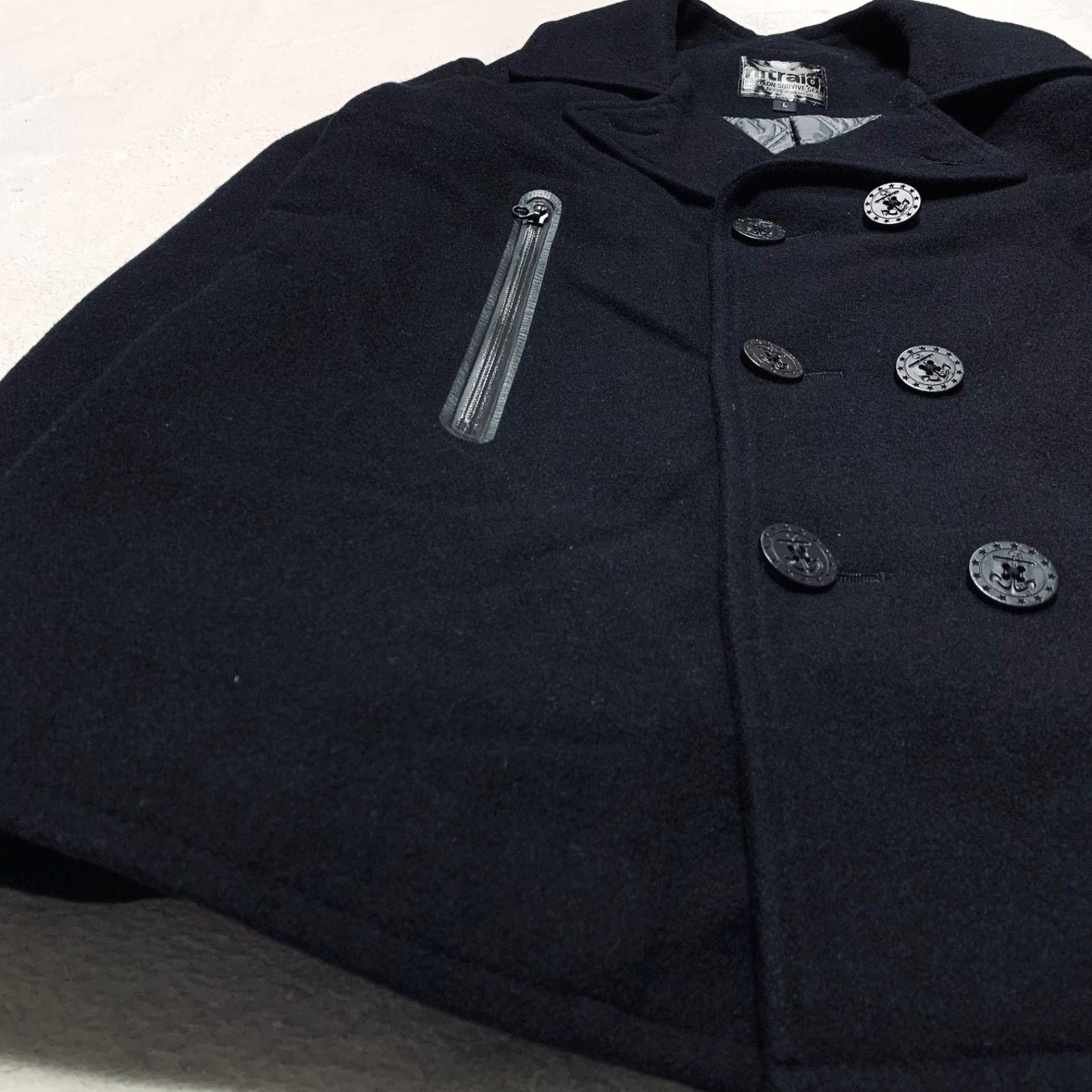 Nitraid ナイトレイド ピーコート Pコート Lサイズ 美品　ボタン付き NITRAID PEA COAT Pコート ピーコート ウールコート メルトン ダブル