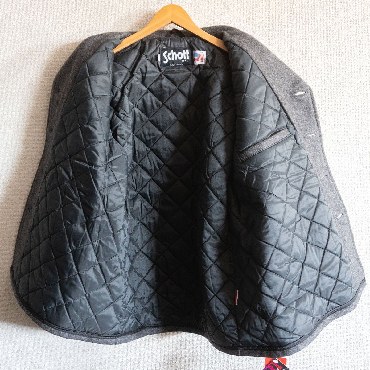 タグ付き未使用品】SCHOTT【736A シングル ピーコート】L グレー