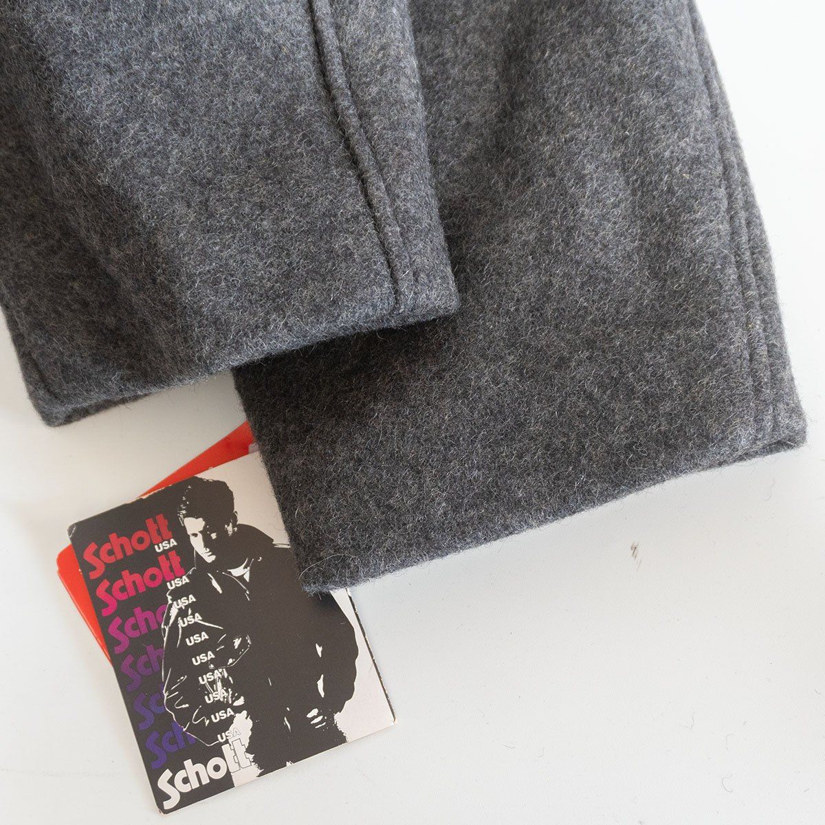 タグ付き未使用品】SCHOTT【736A シングル ピーコート】L グレー