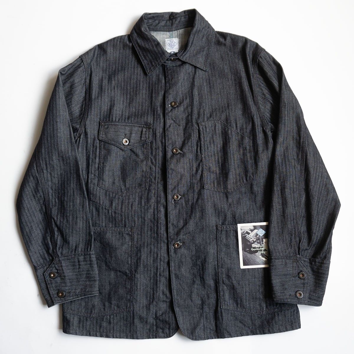 post overalls カバーオール　ヘリンボーン　M USA製/デッドストック】 POST OVERALLS【インディゴ ヘリンボーン