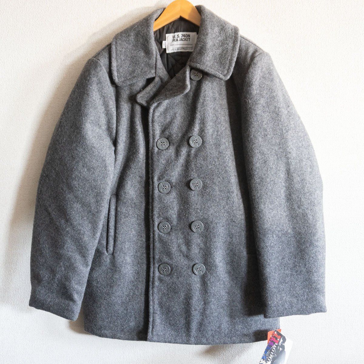タグ付き未使用品】SCHOTT【740 ウール ピーコート】38 グレー