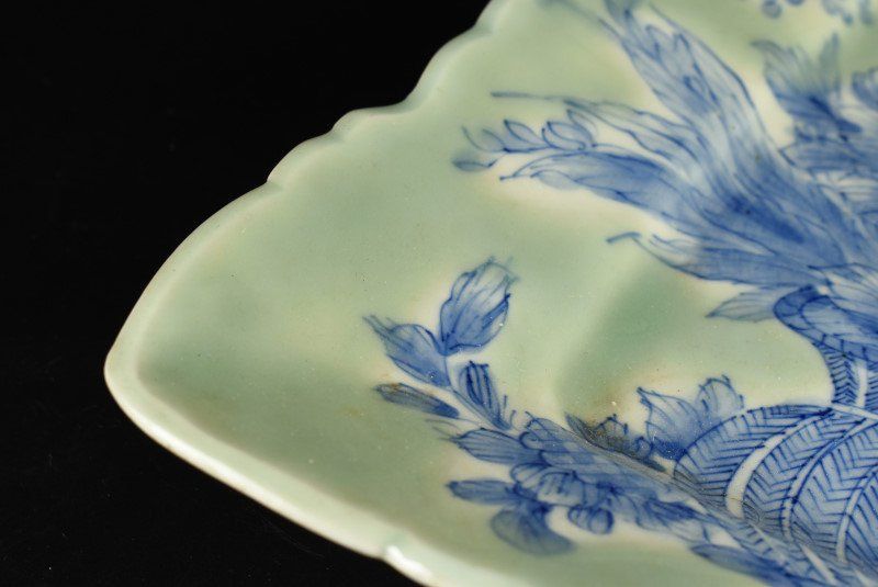 蔵A2114】古伊万里 青磁 花籠文 四方皿 二客 - メルカリ