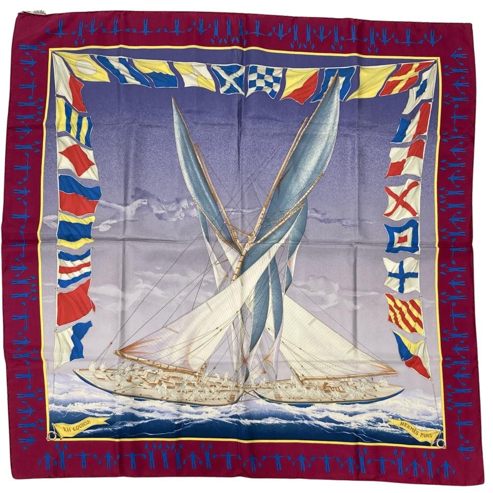 よし HERMES エルメス スカーフ カレ90 Tuiga”ヨットシルク よし 様専用HERMES エルメス スカーフ カレ90 Tuiga”ヨットシルク