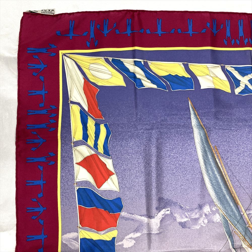 エルメス HERMES カレ90 EN COURSE ヨット スカーフ シルク ボルドー