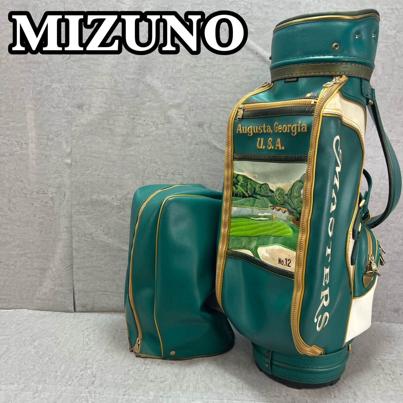 ミズノ マスターズ ゴルフ キャディバッグ 約9型 グリーン 緑 ラウンド