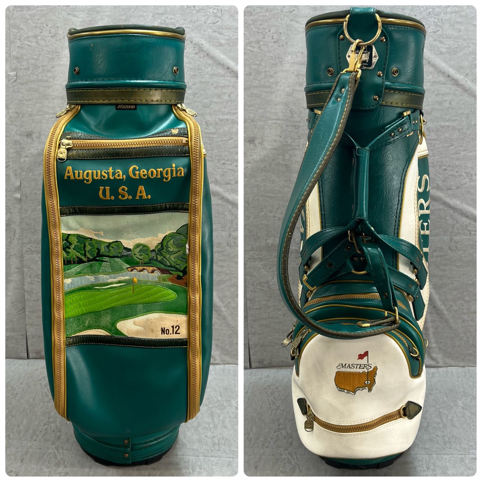ミズノ マスターズ ゴルフ キャディバッグ 約9型 グリーン 緑 ラウンド