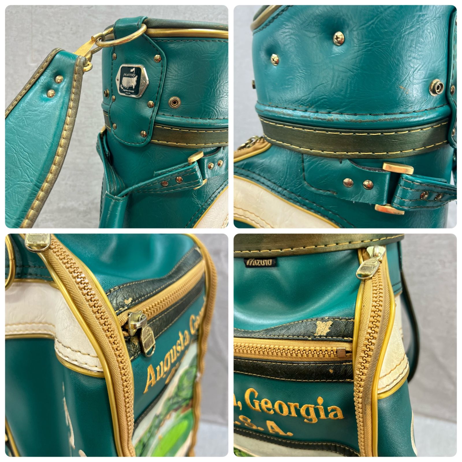 ミズノ　MASTERS キャディバッグ グリーン レザー 数量限定／ミズノ直営店限定】MASTERS キャディバッグ|5LJC2501|バッグ