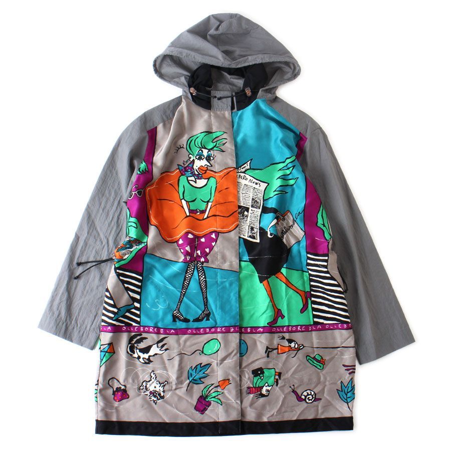 美品✨アルベロベロ レインコート ブラック ぶたさん 総柄 刺繍 未使用