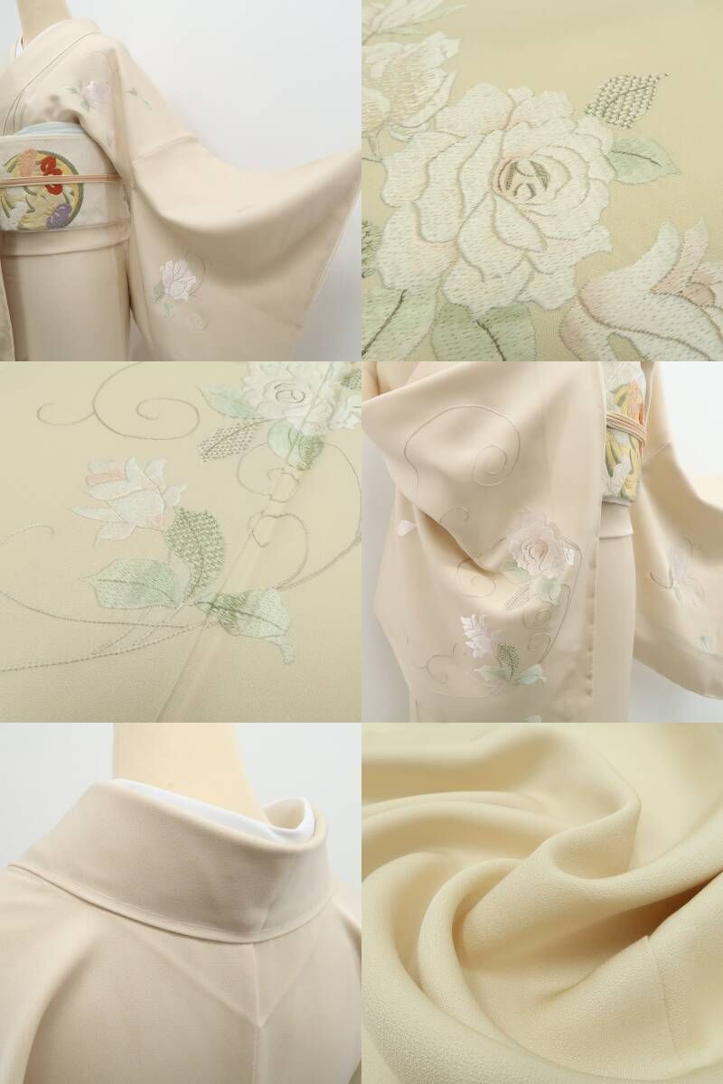 美品 正絹 作家物落款 薔薇 訪問着 着物 A3696 美品 正絹 作家物落款 薔薇 訪問着 着物 A3696 美品【薔薇】洗える着物