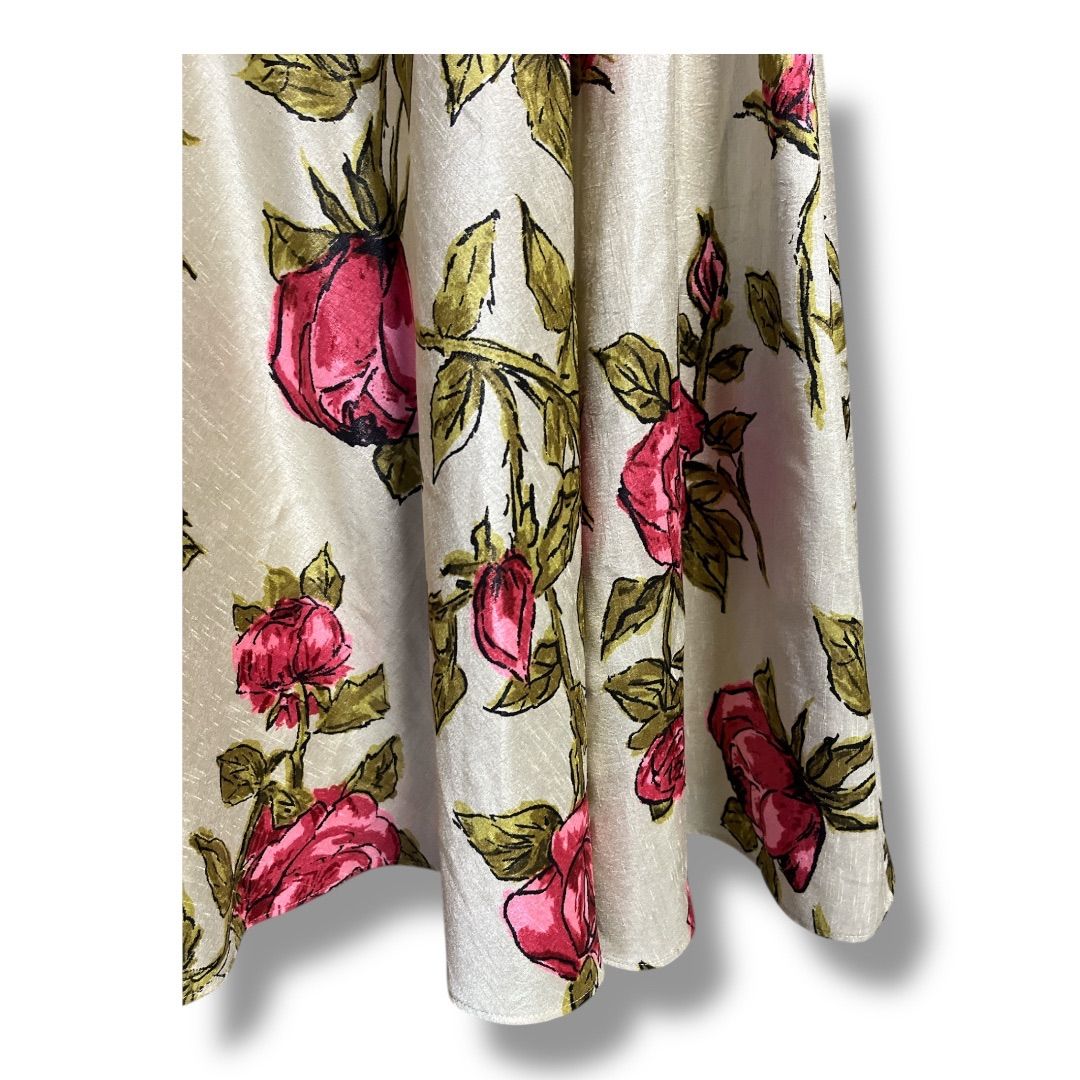 M'S GRACY エムズグレイシー ローズプリントワンピース リボン フレア