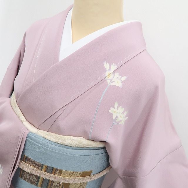 ❁tomihisa❁新品 十日町友禅 阿部佳雪 落款 蘭 着物 正絹 仕付け糸付