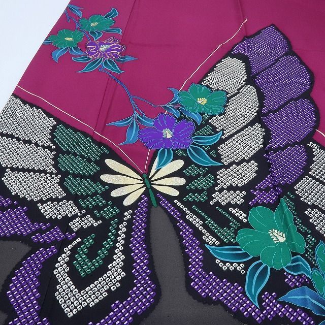 百華❀Y4030◇美品 正絹 鈴乃屋謹製 ラメ 金駒刺繍 手縫い仕立て 成人 