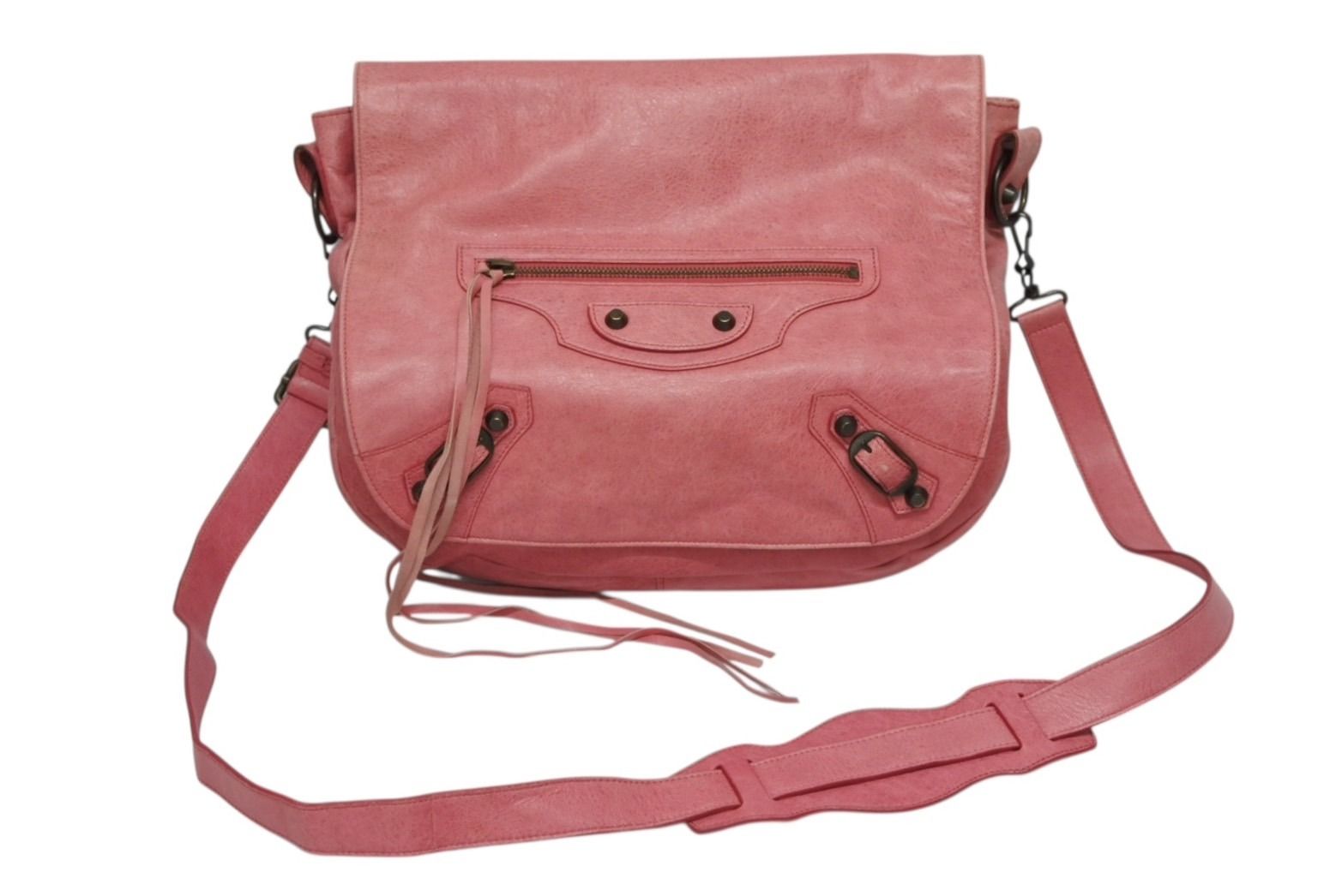 BALENCIAGA バレンシアガ フォルク ショルダーバッグ 246432 6603 レザー ピンク アンティークゴールド金具 美品 中古 4b009144 BALENCIAGA バレンシアガ フォルク ショルダーバッグ 246432 6603
