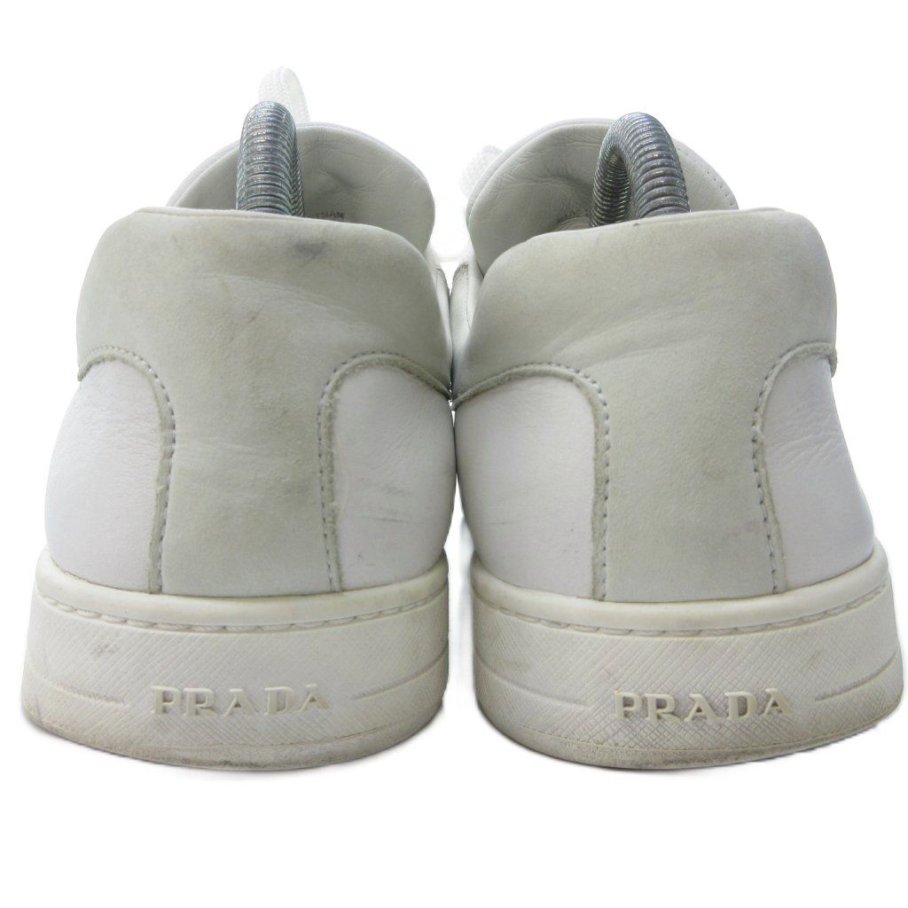 【新品未使用】PRADA ホワイトレザー厚底スニーカー プラダ PRADA レザー ローカット スニーカー ロゴ 白 ホワイト 約26cm
