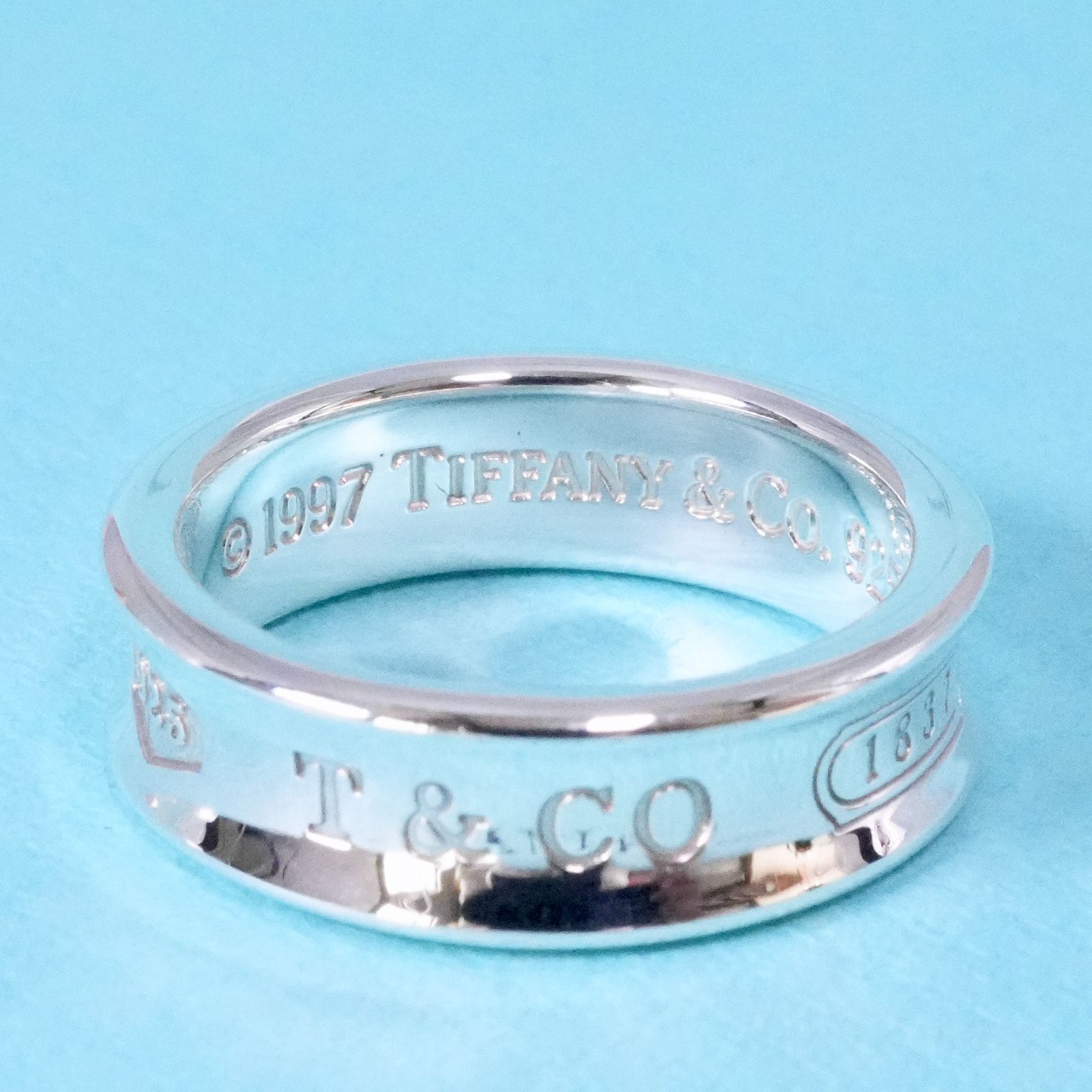 極美品19.5号ティファニー 1837 ナロー ミディアム リング25-1705