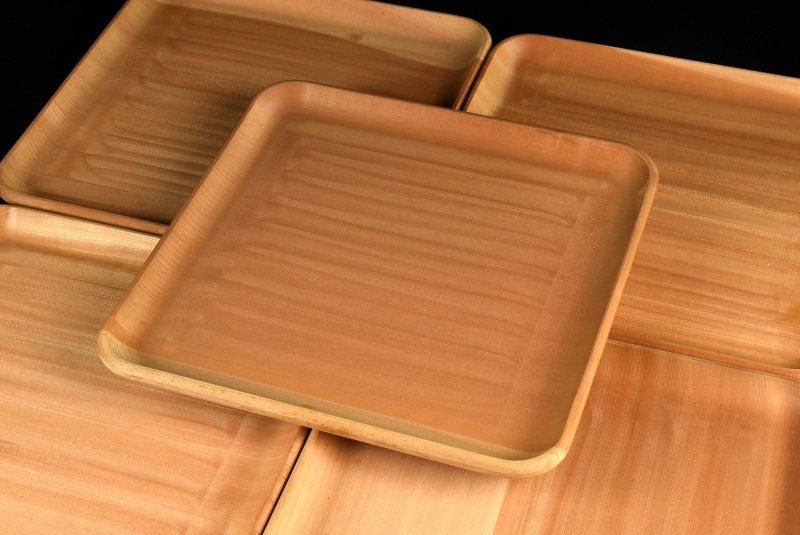 蔵C9971a】民藝 木製四方膳 角盆 民芸盆 五客 - メルカリ