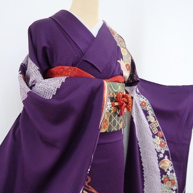 4162】着物 袷 正絹 やまと誂製 落款入り作家物 薄紫 桜 トールサイズ