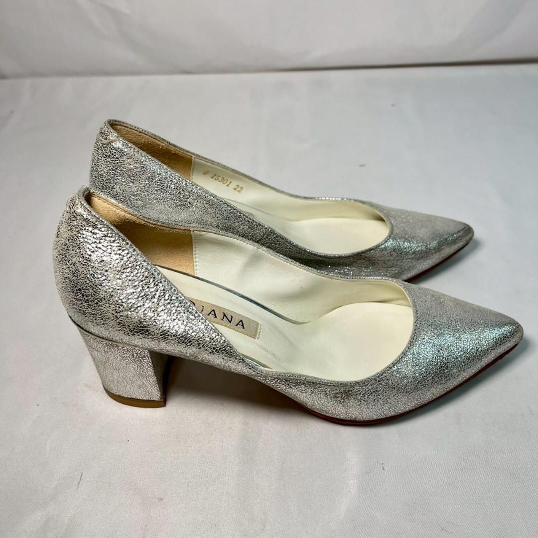 DIANA ダイアナ シルバーチャンキーヒールパンプス 22cm G 5cm - メルカリ