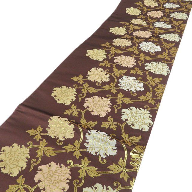 箔屋清兵衛　六通袋帯　美品　草木染　落款あり　牡丹唐草　フォーマルに 箔屋清兵衛 六通袋帯 美品 草木染 落款あり 牡丹唐草 フォーマルに