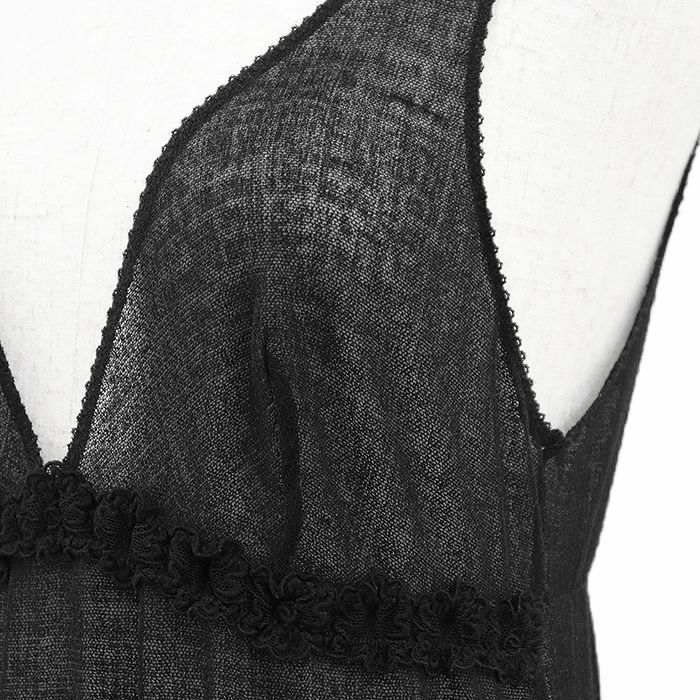 シャネル キャミソール ココマーク 花柄 フリル 黒 ブラック シャネル