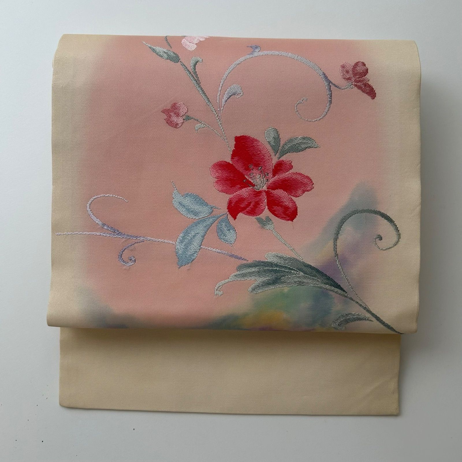 名古屋帯 正絹 刺繍 美しい花唐草 九寸 MA-1149 - メルカリ