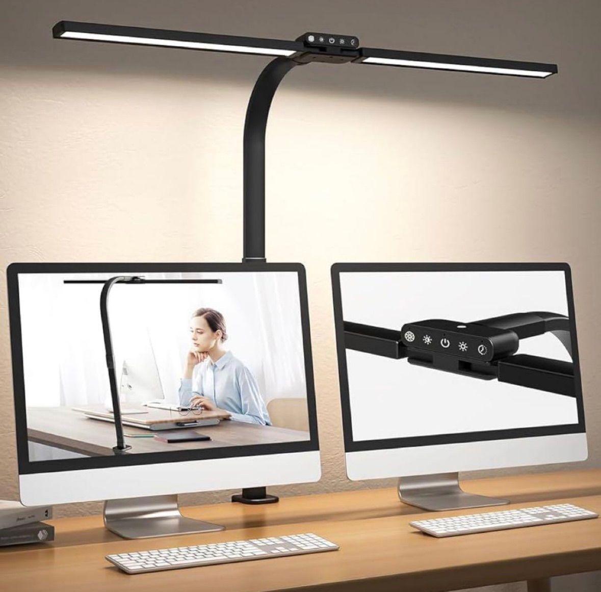 【Hapfish】デスクライト LED クランプ式 24W 幅広