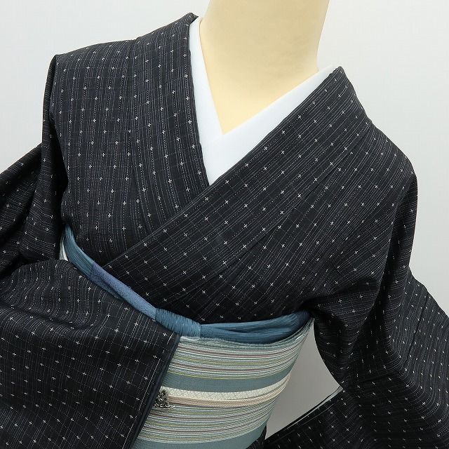 金緑石♪✾m2251＊美品 正絹 トールサイズ 手縫い仕立て 結城紬 金