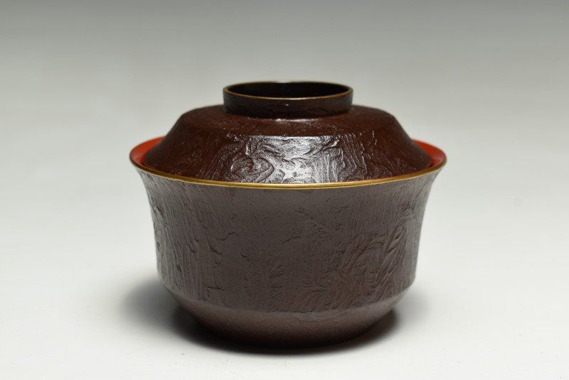 蔵C9638】木製 縁金内朱塗蒔絵鶴文 吸物椀 汁椀 十客 - メルカリ