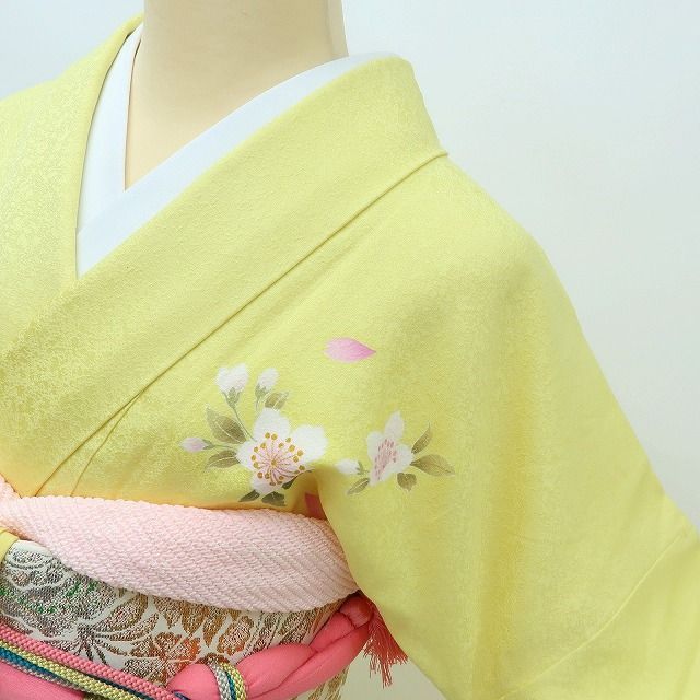 百華❀Y4035◇美品 正絹 金糸刺繡 成人式 トールサイズ 桜 振袖 単品