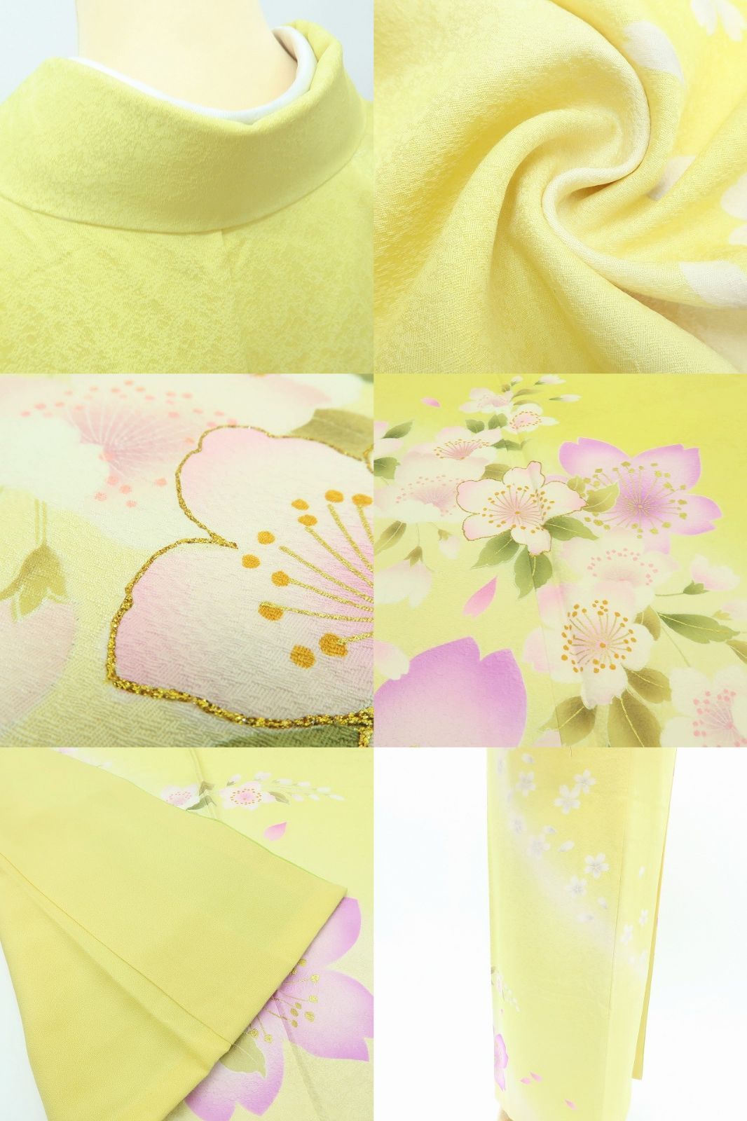 百華❀Y4035◇美品 正絹 金糸刺繡 成人式 トールサイズ 桜 振袖 単品