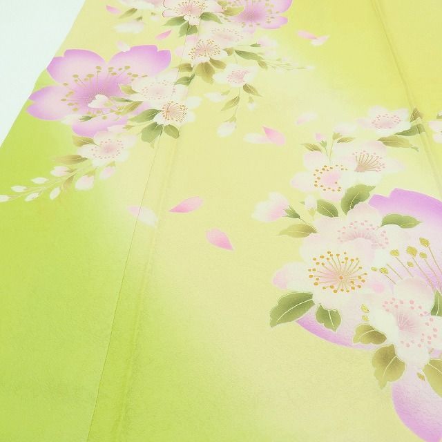 百華❀Y4035◇美品 正絹 金糸刺繡 成人式 トールサイズ 桜 振袖 単品