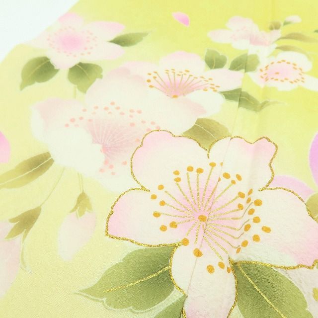 百華❀Y4035◇美品 正絹 金糸刺繡 成人式 トールサイズ 桜 振袖 単品