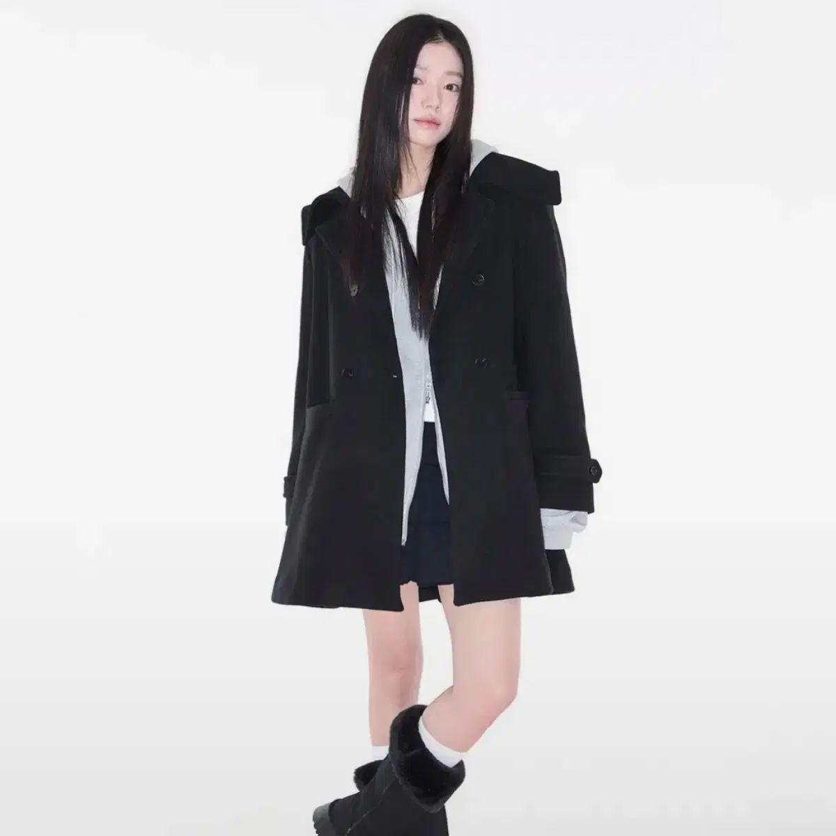 KIN セーラーコート ベーシックセーラーカラートレンチロングコート｜コート｜韓国