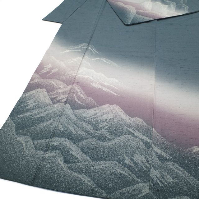 中古】 本場牛首紬 訪問着 着物 正絹 リサイクル 袷 白山工房 手染め