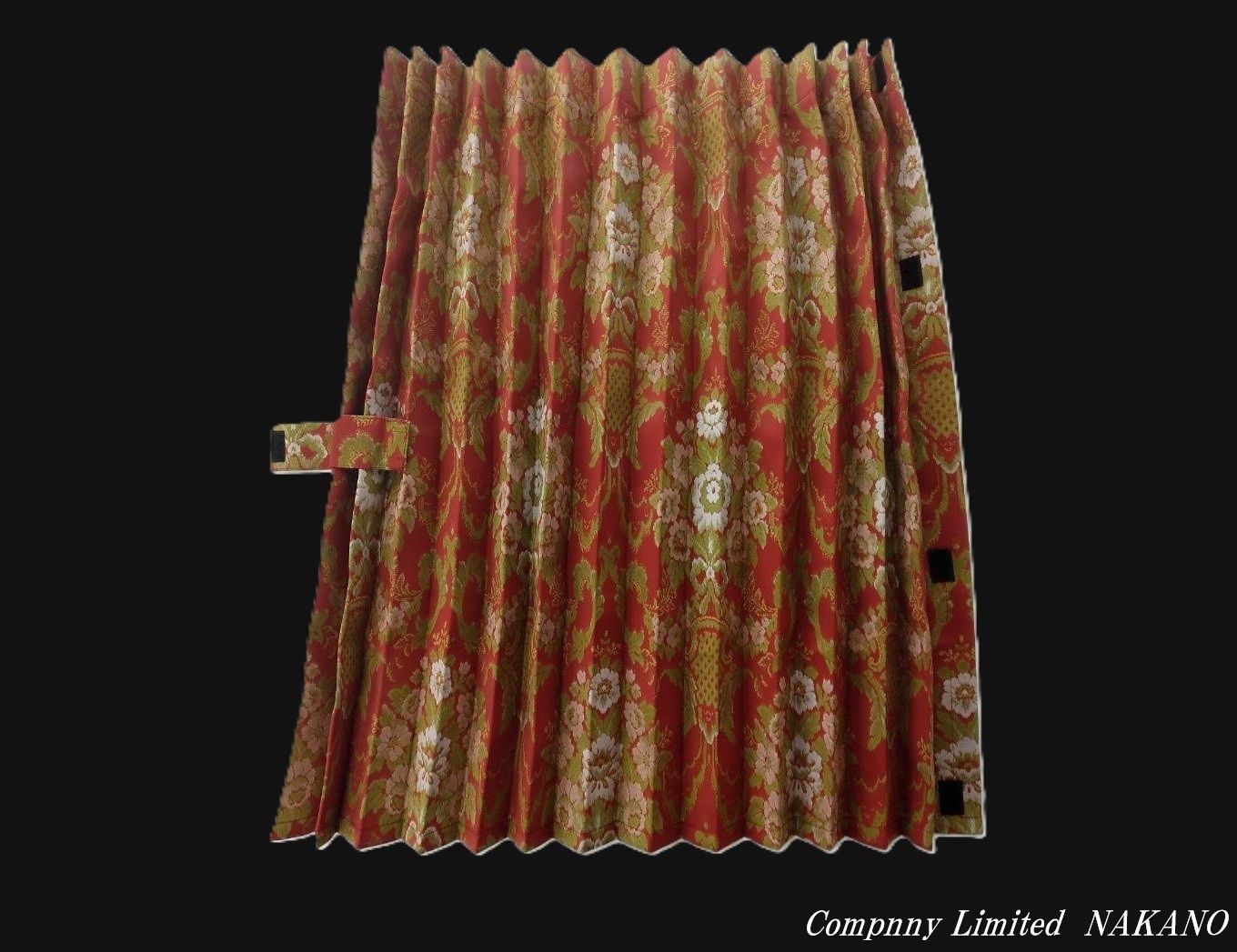 トラック用 仮眠カーテン 両面 HANAKAGO調 ワイン プリント仕様 2400