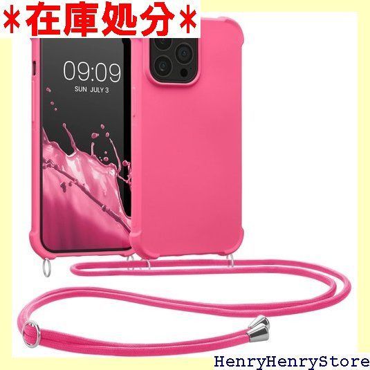 kwmobile スマホショルダー Apple iPhone 13 Pro対応 ケース - TPU カバー 肩掛け ストラップ付き ネオンピンク 153
