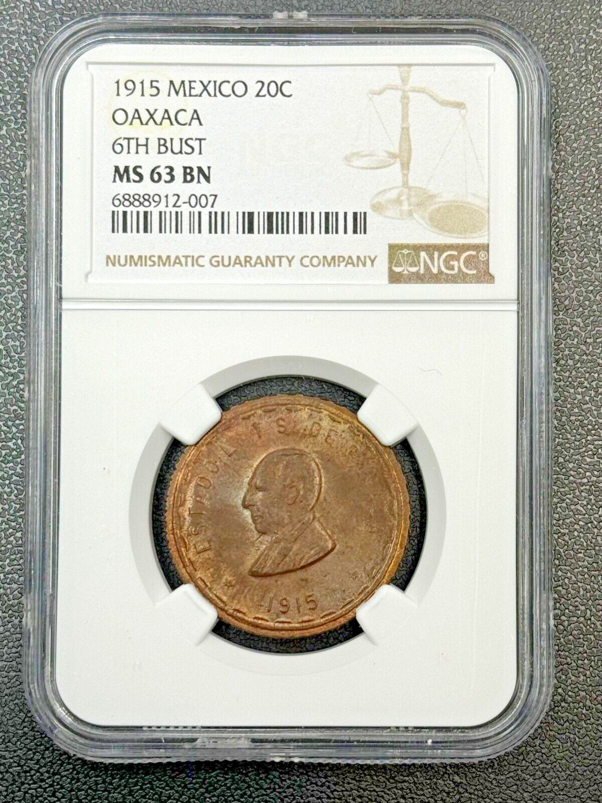 1915年 メキシコ 20C オアハカ 6TH BT NGC MS63 BN - メルカリ