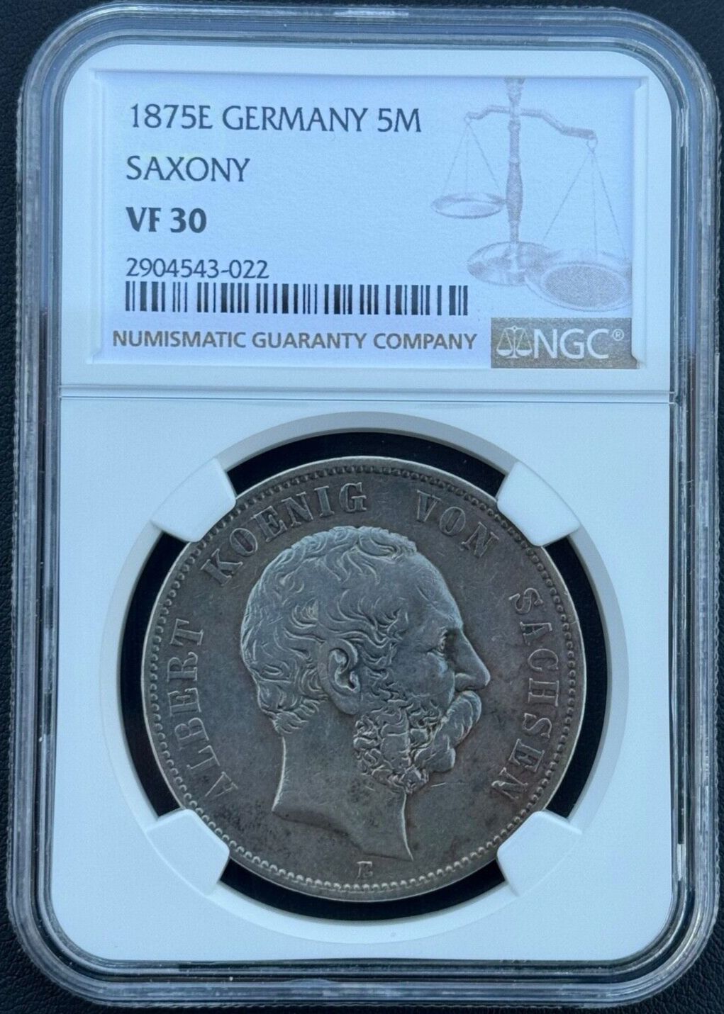 1875-E ドイツ ザクセン 銀貨 5マーク KM# 1237 NGC VF30 - メルカリ