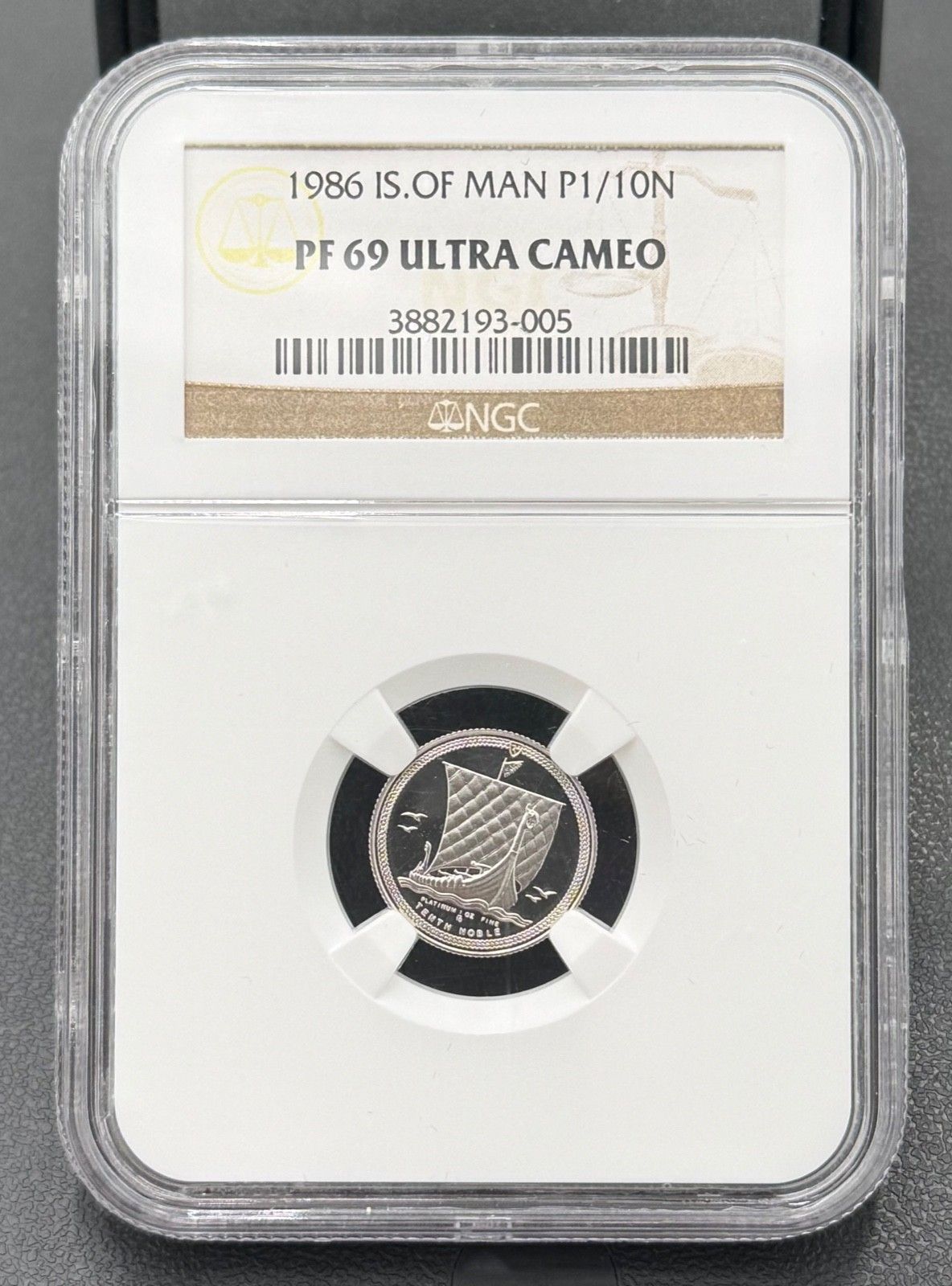 1986年 1/10オンス マン島 プルーフ プラチナ ノーブル NGC PF 69