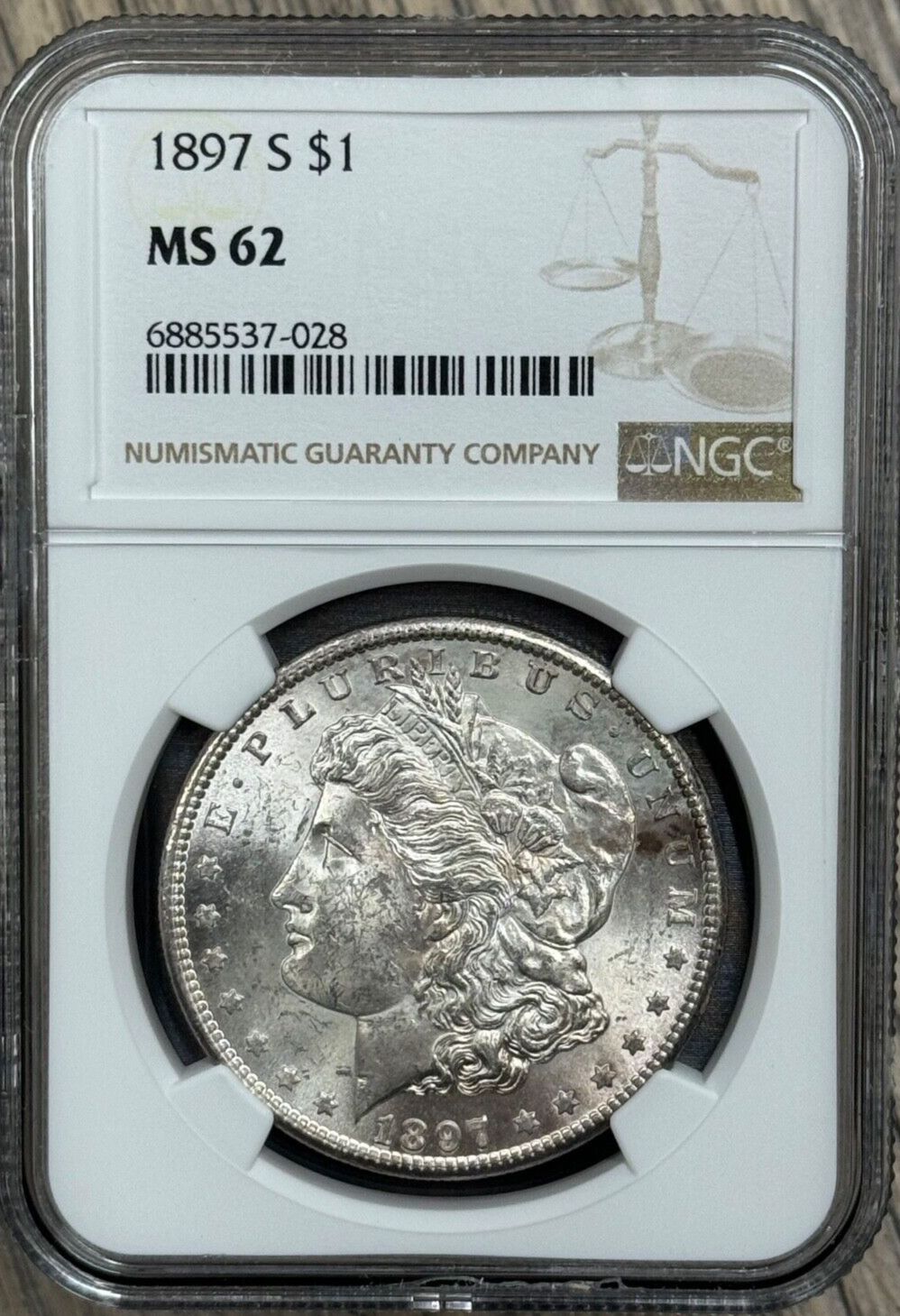 モルガン銀貨　1882 S $1 銀貨 MS 62 NGC認証 モルガン銀貨 1882 S $1 銀貨 MS 62 NGC認証