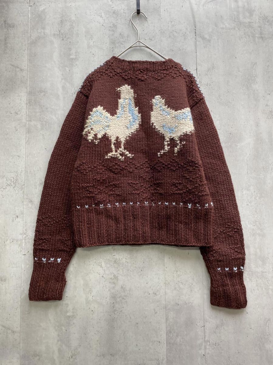 美品✽希少 45rpm 初期タグ ニワトリ ニット セーター ウール100% 45rpm 45アールピーエム 初期タグ ウール100% ニワトリ ジャガード編み
