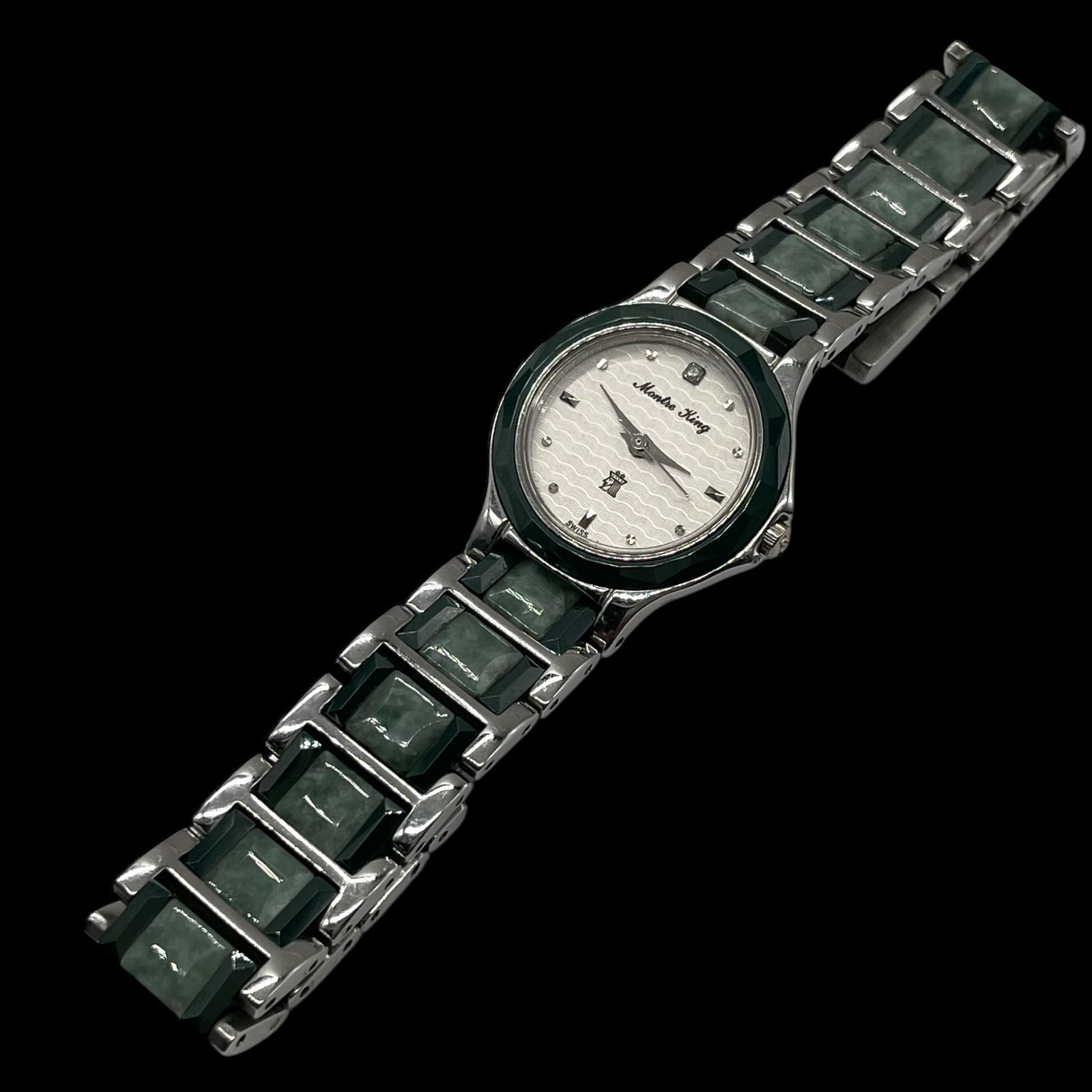 新品電池稼働 希少 Montre King モンテキング 翡翠 サファイア