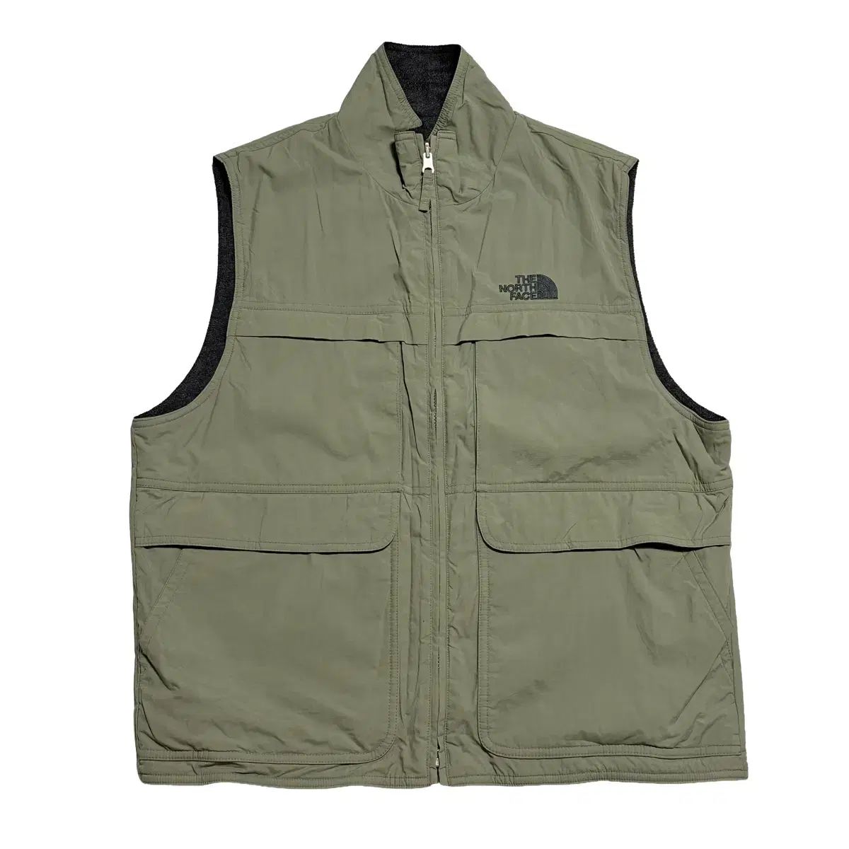 100 ザノースフェイス グレー フリース リバーシブル ベスト