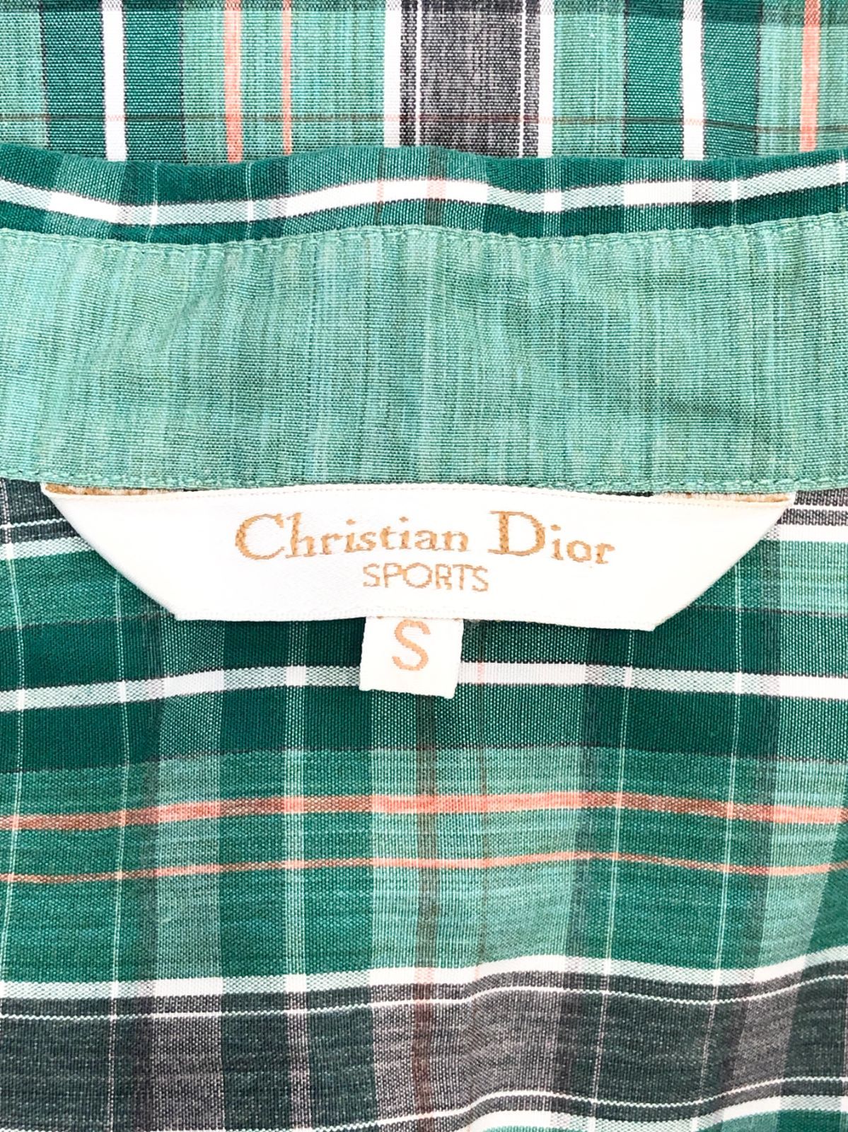 Christian Dior SPORTS チェック柄 胸ポケット シャツ 半袖 グリーン
